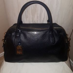 Black Leather Satchel Handbag